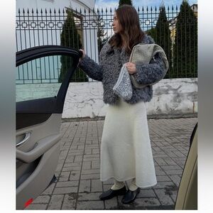 ZARA FAUX FUR MIDI SKIRT